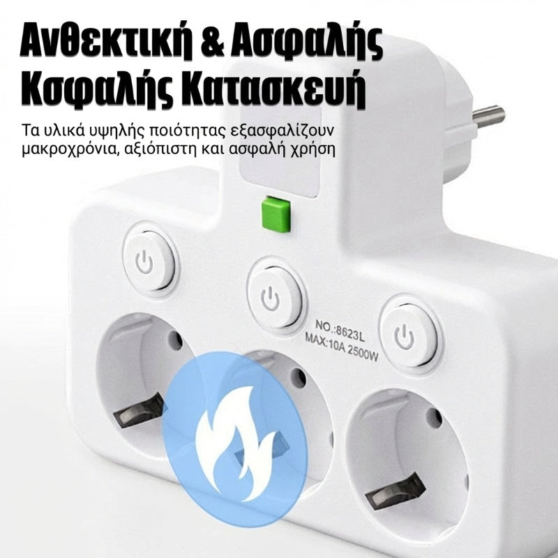 Έξυπνος προεκτατικός με θύρες USB (ευρωπαϊκό βύσμα)