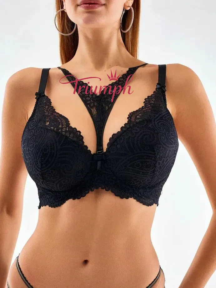Triumph® 5 τεμάχια.💖50% έκπτωση✨Σουτιέν με δαντέλα για μεγάλα μεγέθη, βαθύ σχήμα V [65A-120H]