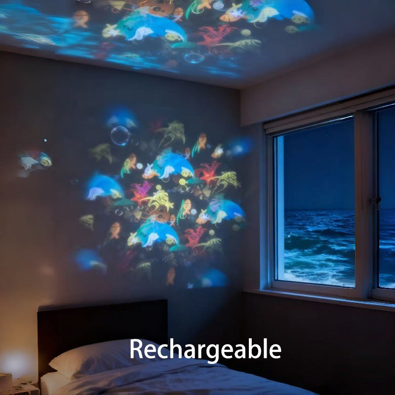 🌊 ✨ Μαγικός Προβολέας – Περιστρεφόμενη & Δυναμική Εικόνα Φωτός, Ιδανικός για Παράθυρα & Τοίχους, Δημιουργεί μια Μαγική Ατμόσφαιρα 🐠